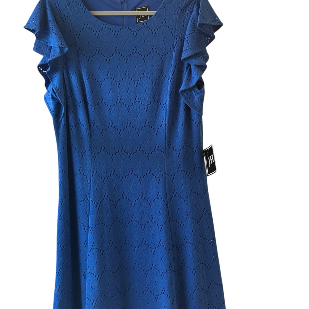 JH  Collectibles Women's Blue Sheath Eyelet Dress Size 16 NWT FREE SHIPPING - Picture 9 of 9